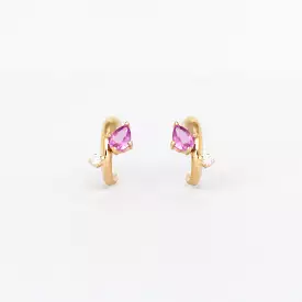 Premier Amigos Pink Sapphire & Diamond J Hoops