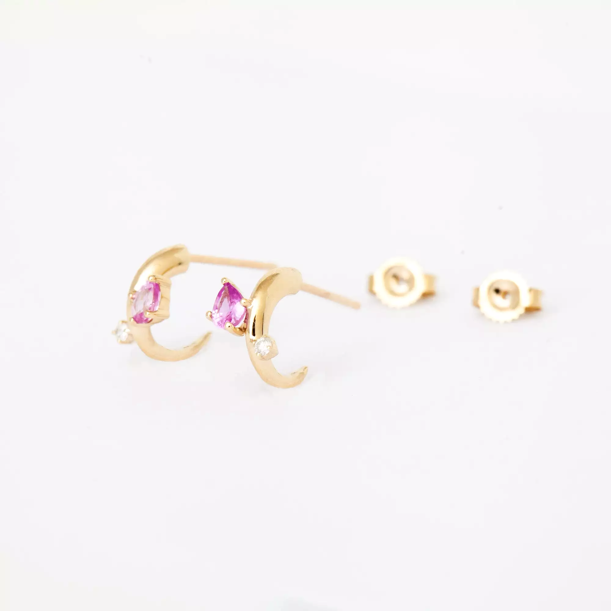 Premier Amigos Pink Sapphire & Diamond J Hoops