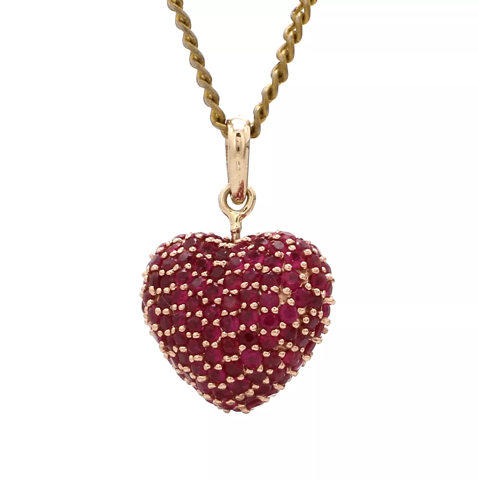 Puffy Pave Ruby Heart Charm