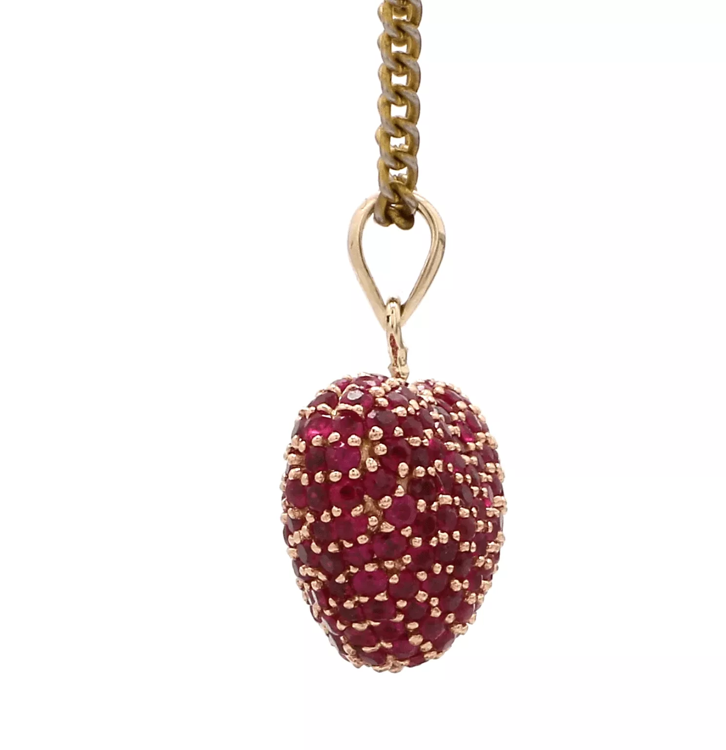 Puffy Pave Ruby Heart Charm