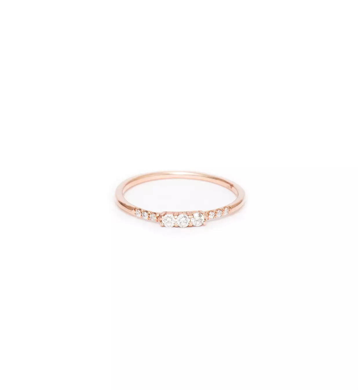 Rose Gold Three Diamond Equilibrium Ring