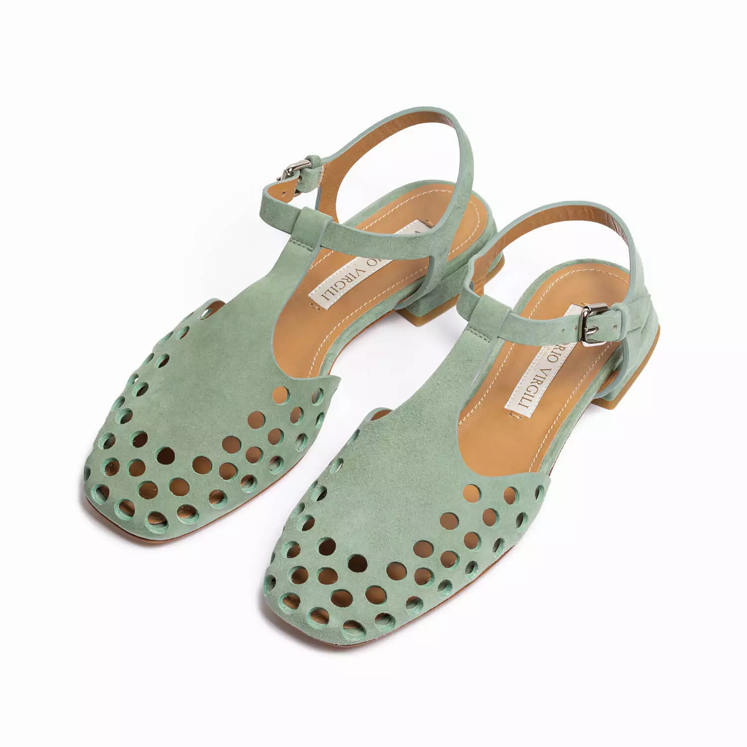 Sage green women's suede sandal