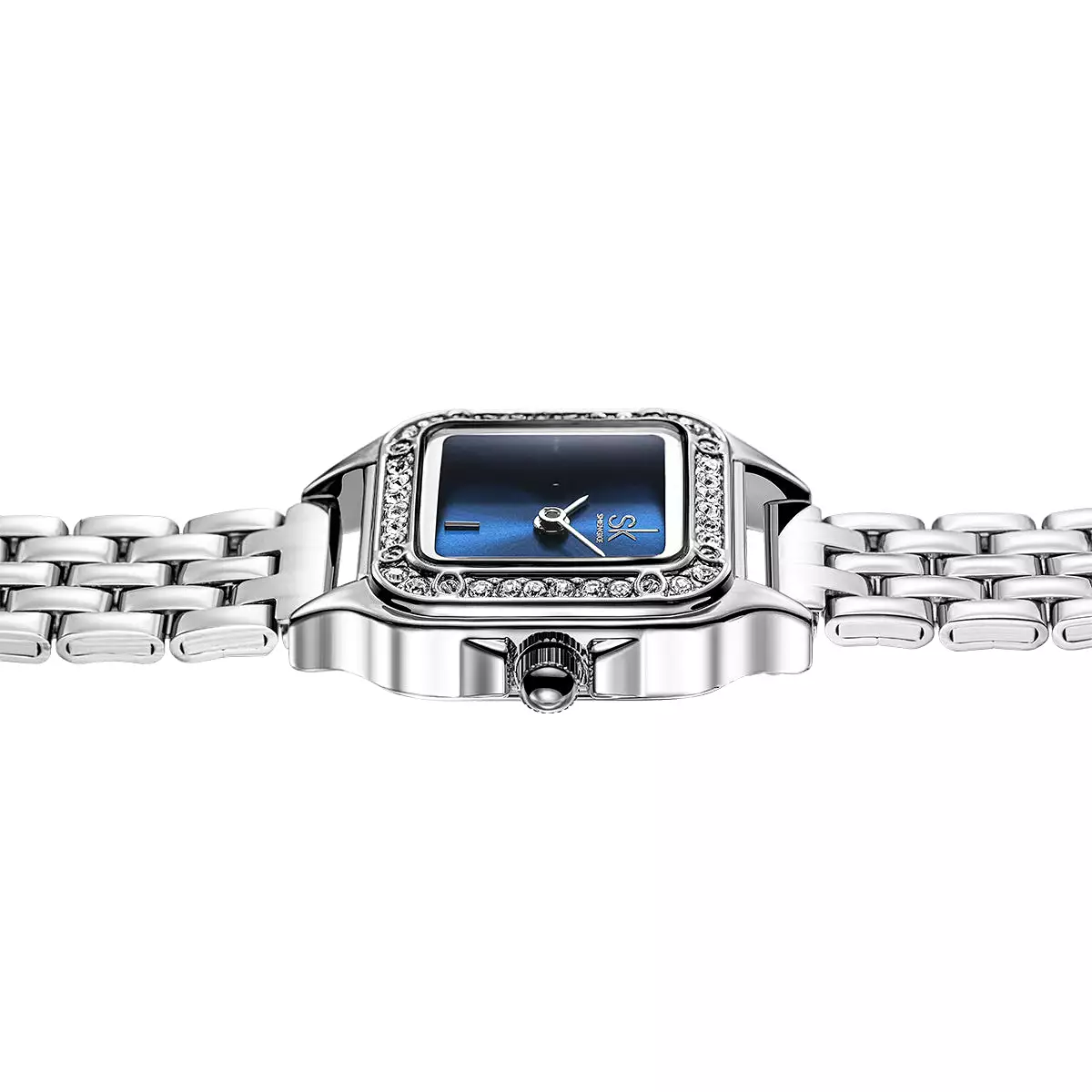 Sk Silver Blue Face Lady Watch