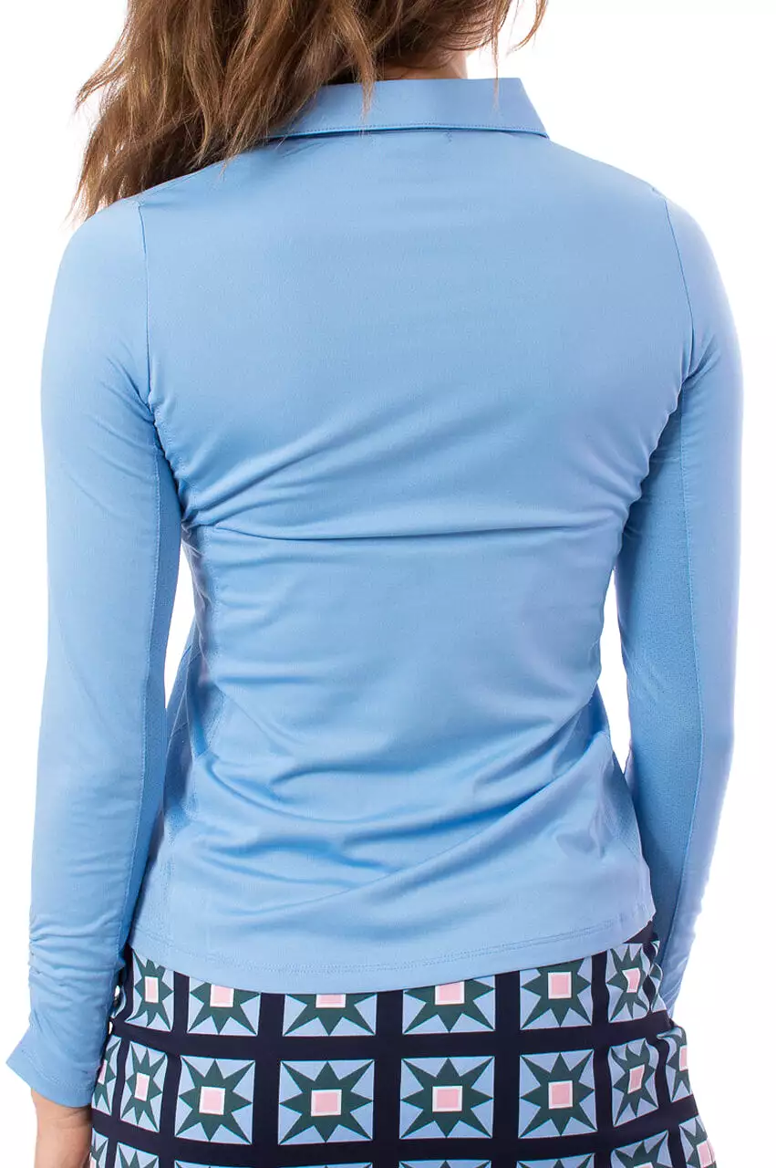 Sky Blue Long Sleeve Zip Polo