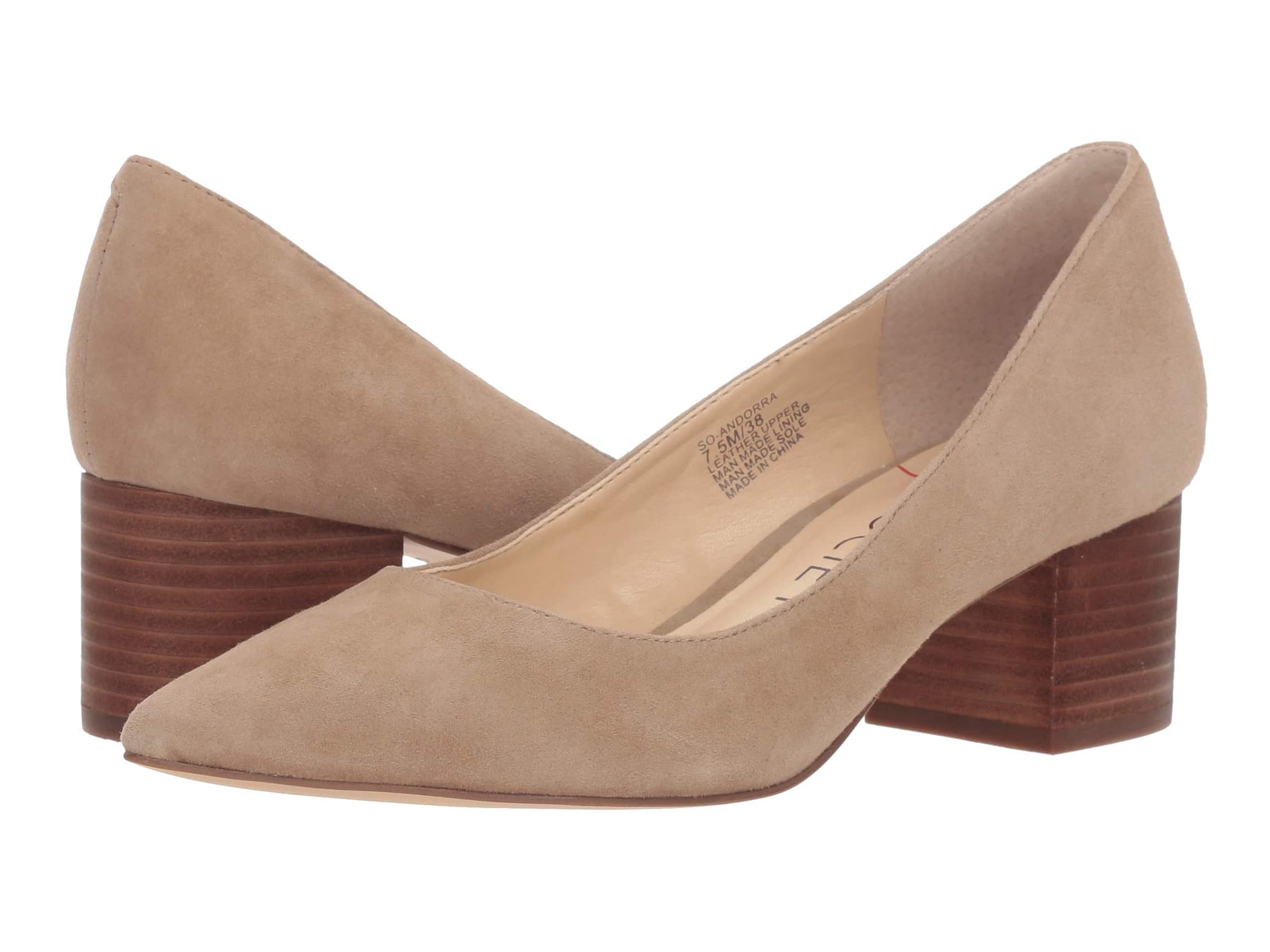 Sole Society Andorra Heel Slip On Block Heel Taupe Pointed Toe Dress Pumps