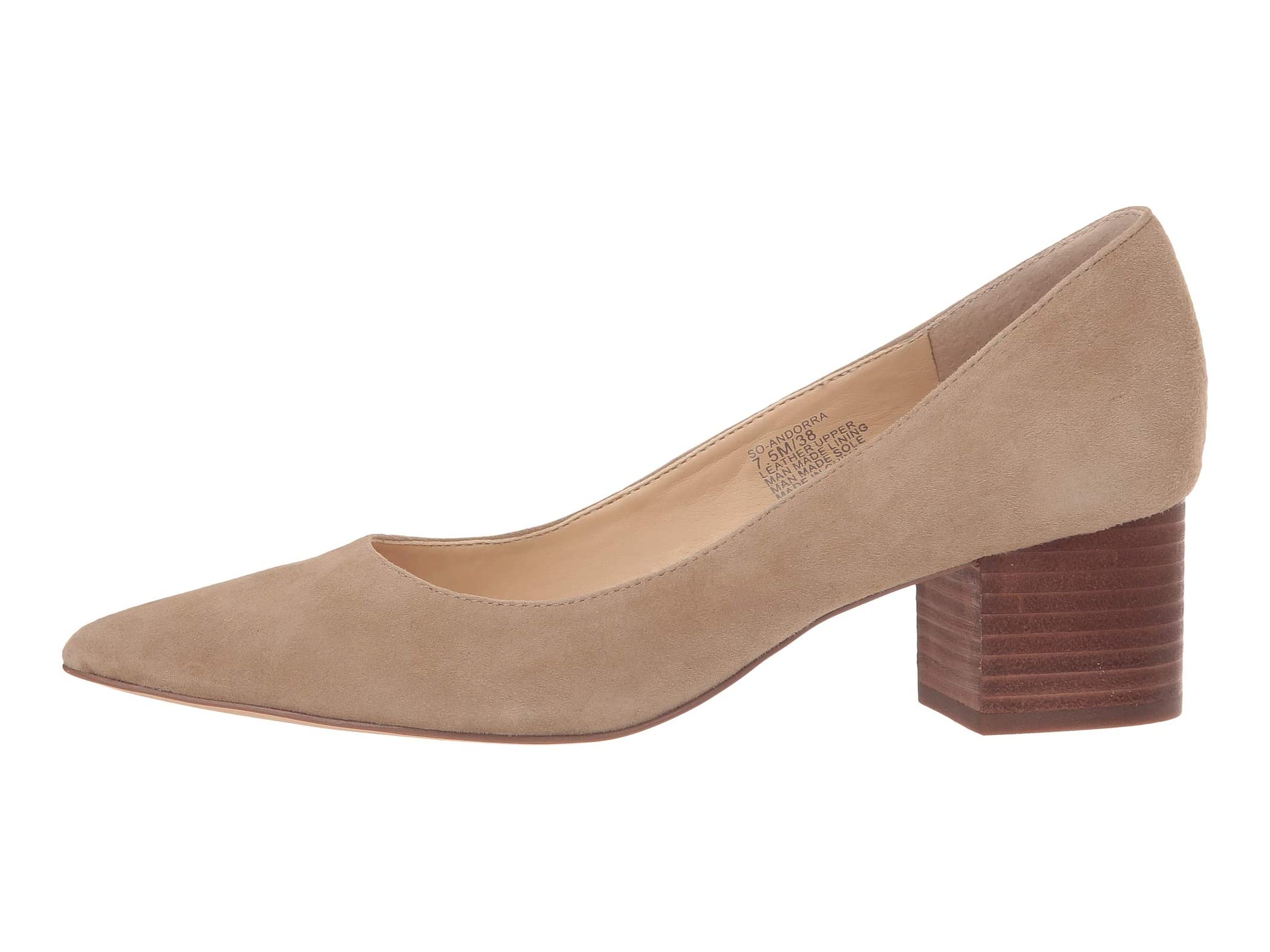 Sole Society Andorra Heel Slip On Block Heel Taupe Pointed Toe Dress Pumps