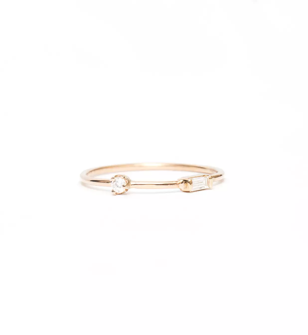 Spaced Baguette and Round Diamond Ring