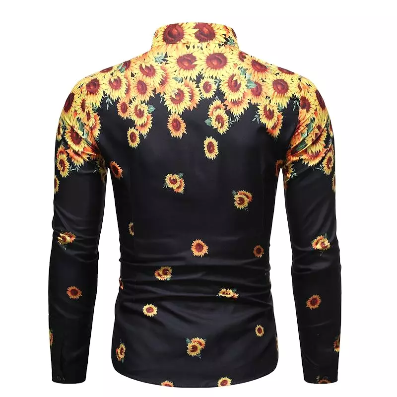 Sun Flower Print Casual Shirt For Men