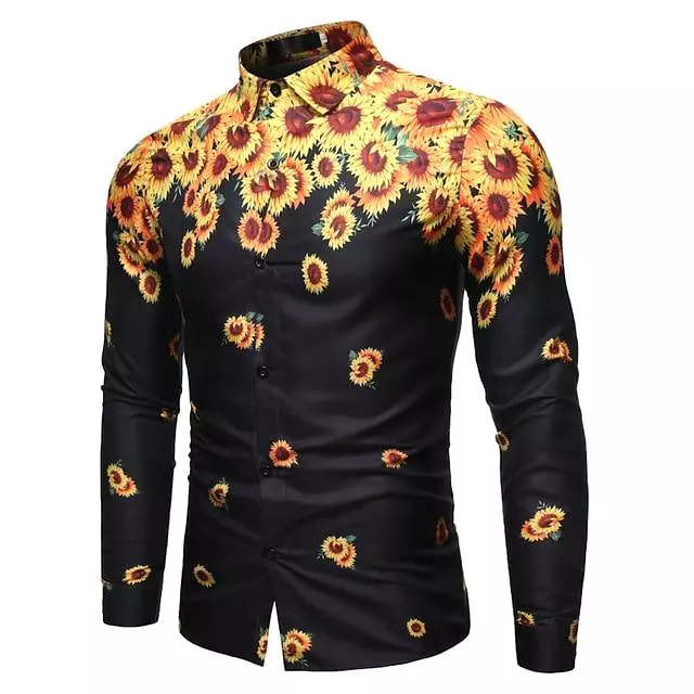 Sun Flower Print Casual Shirt For Men