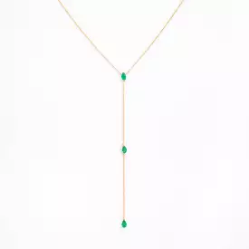 Triple Pear Emerald Lariat Necklace