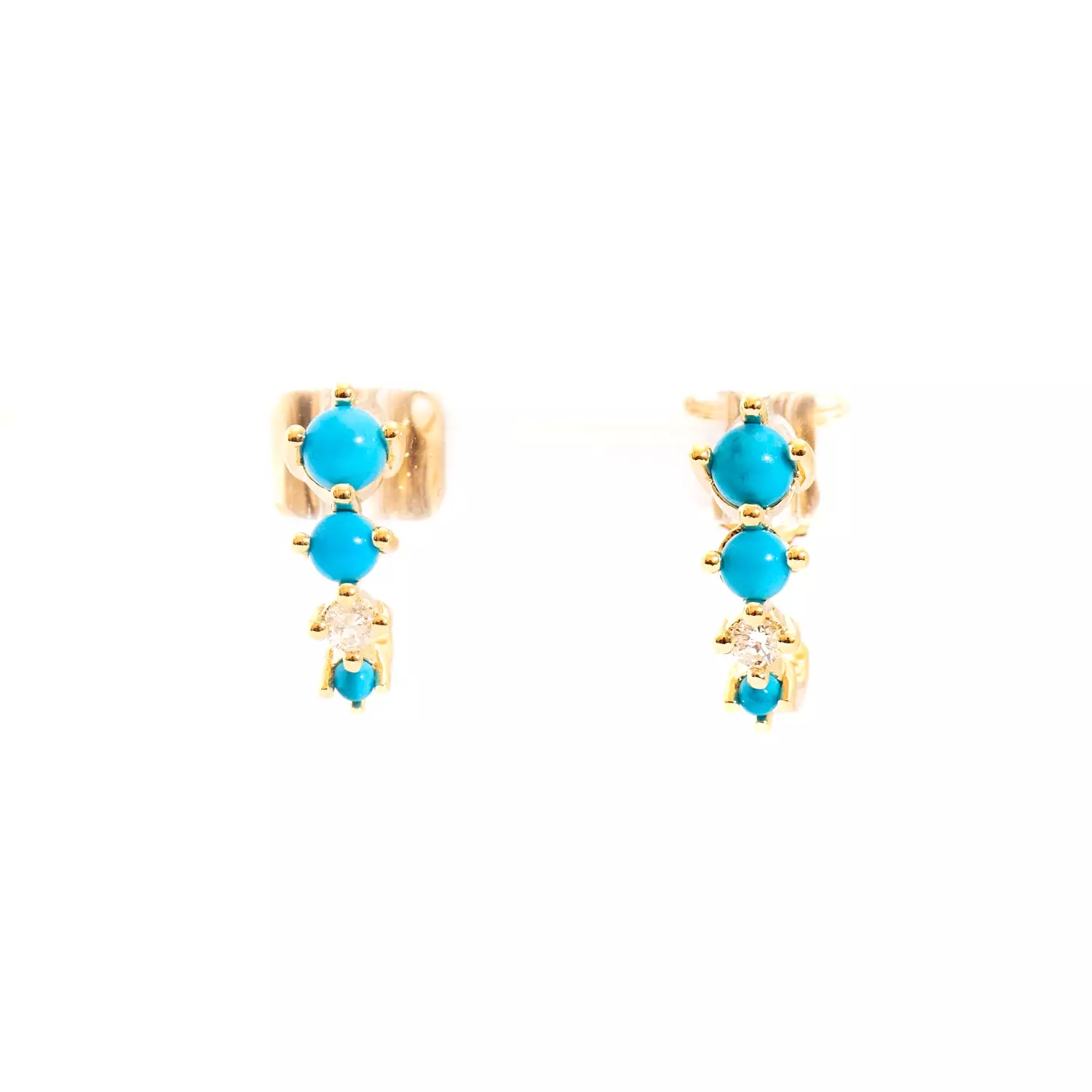 Turquoise & Diamond Rounds J Hoops