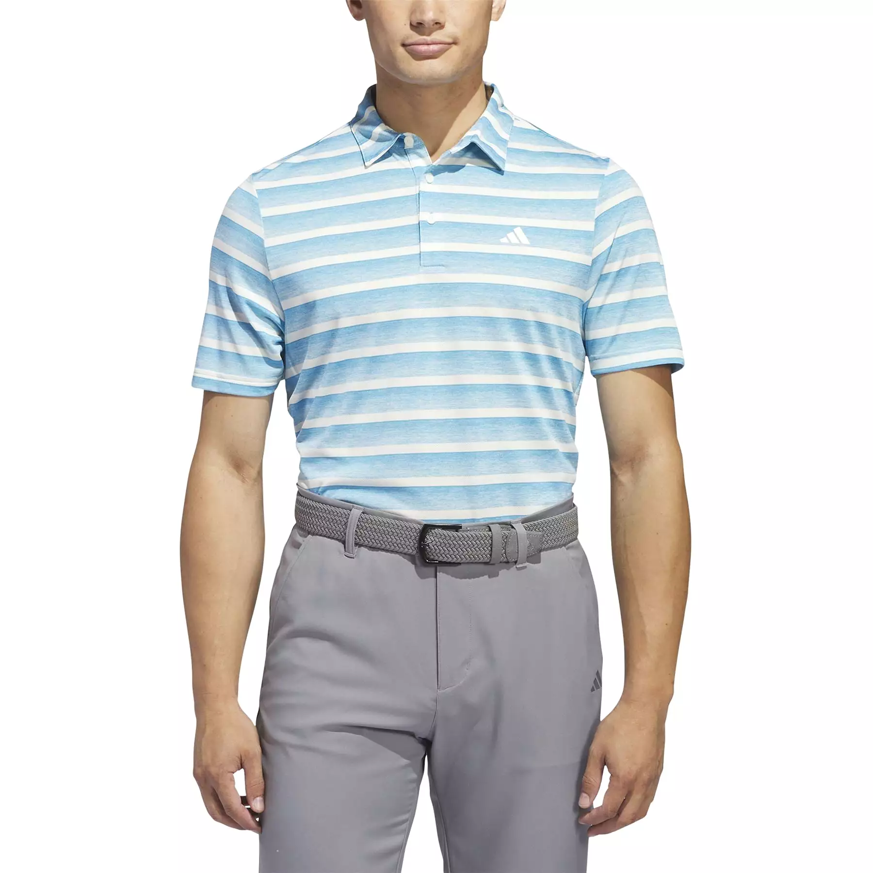 Two-Colour Stripe Regular Fit Pique Polo Blue/White - SS24