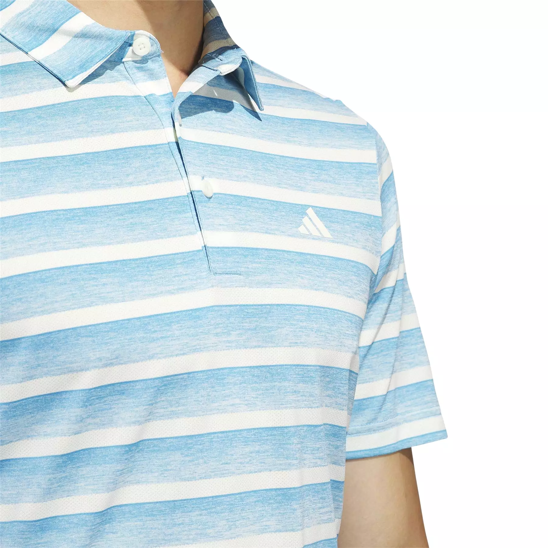 Two-Colour Stripe Regular Fit Pique Polo Blue/White - SS24