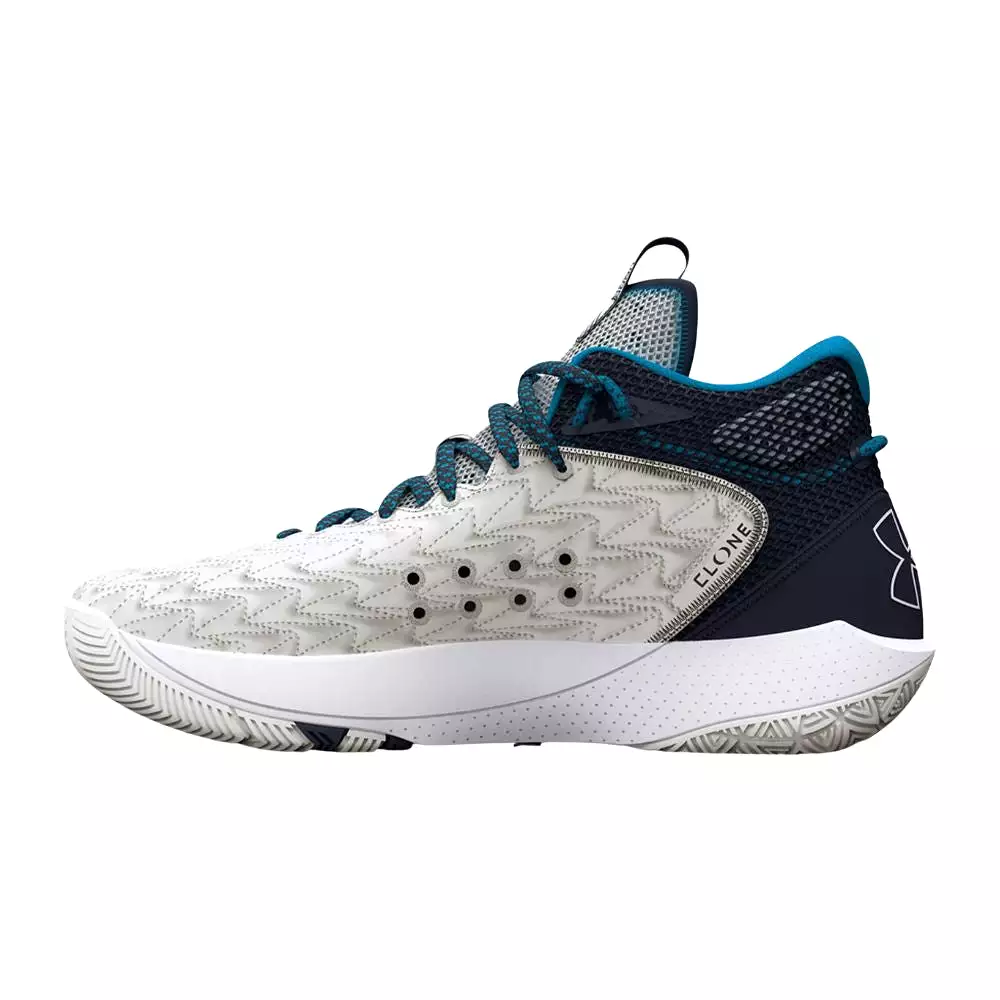 Under Armour Men's UA HOVR 5 Havoc Clone Basketball Shoes - White/Midnight Navy