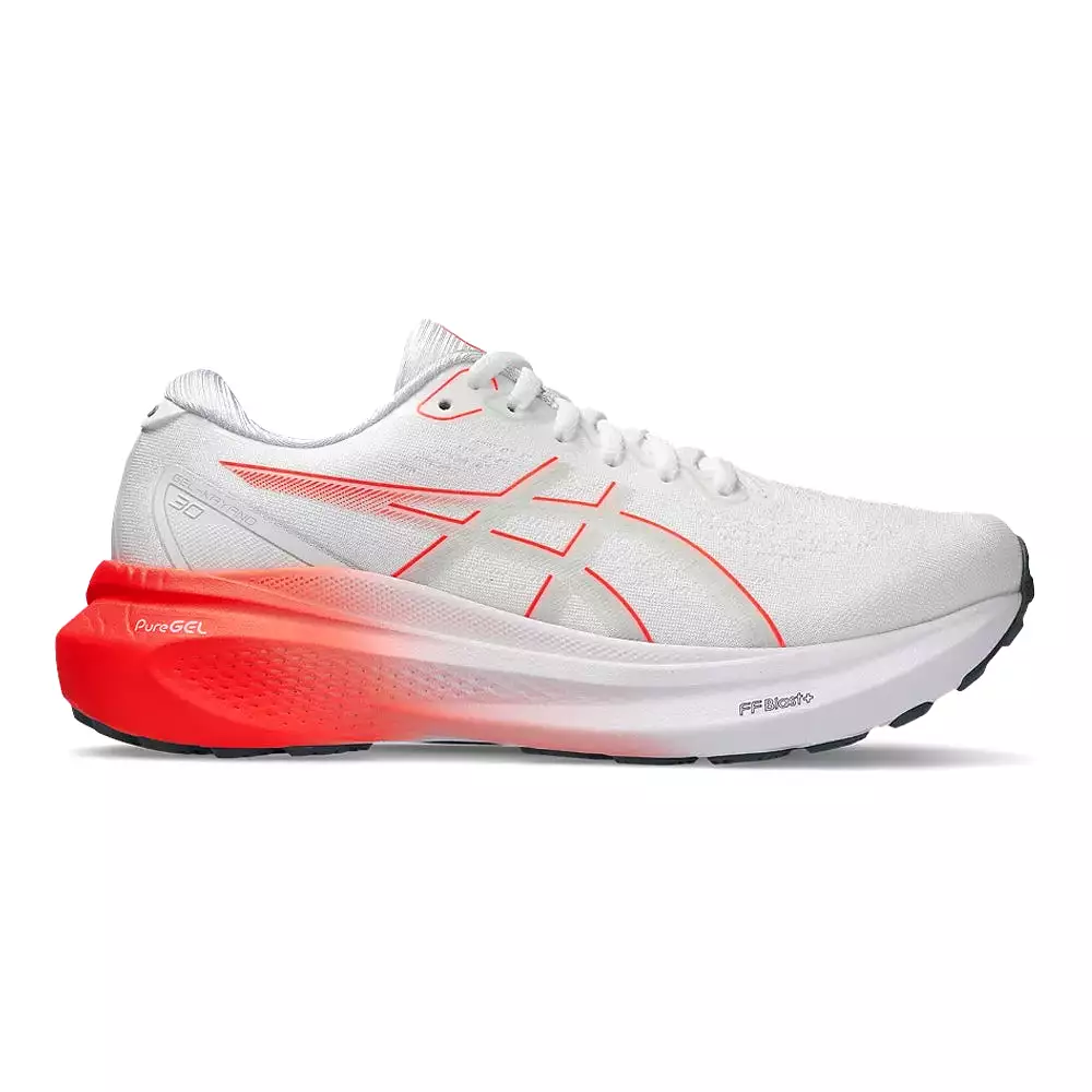 Women's Asics GEL-Kayano 30, White/Sunrise Red, 8 B Medium